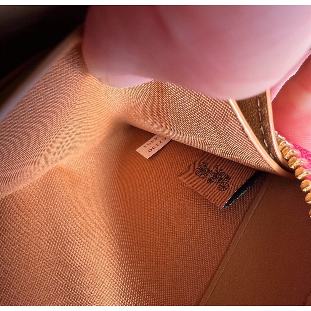 COACH Long Zip-Around Wallet  Pink Pebble Leather w Gold Hardware AUTHENTIC - Picture 13 of 13